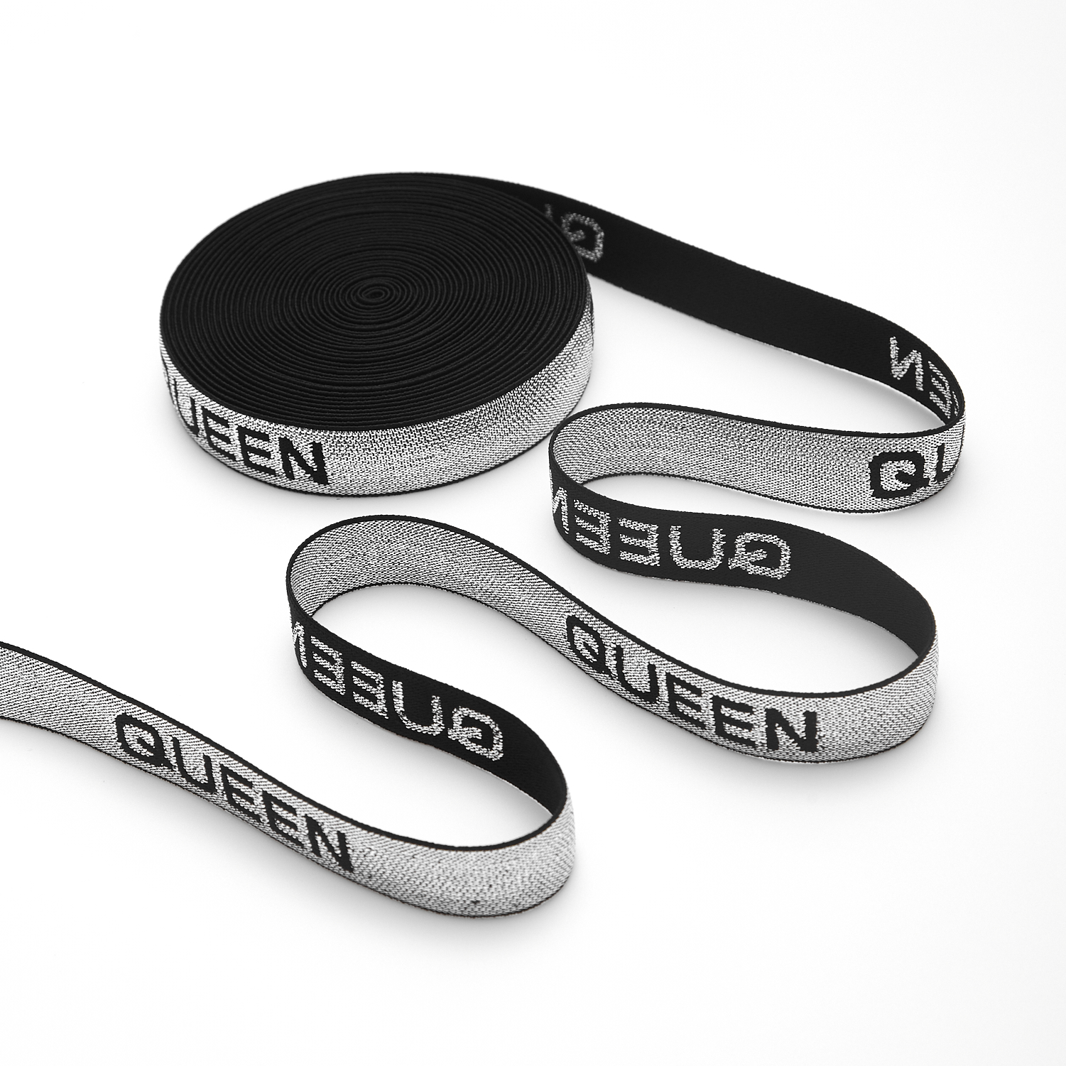 Shuangchang brand QUEEN flash jacquard webbing high elastic double-sided letter decorative belt, fashionable and versatile choice