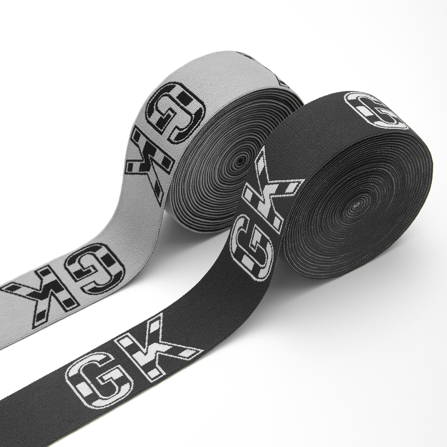 Shuangchang Trend Contrast Color Jacquard Webbing --GK letter fashion decorative webbing (black and gray two-color model)